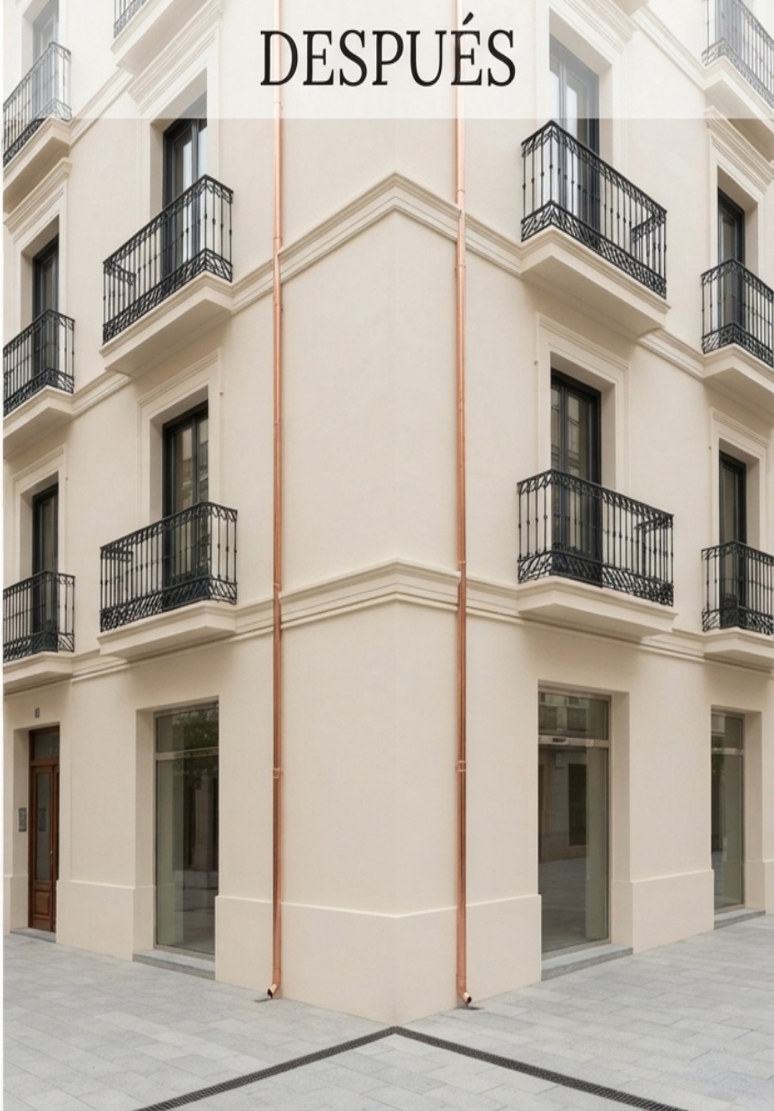 Después: Rehabilitación de Fachada con Humedades